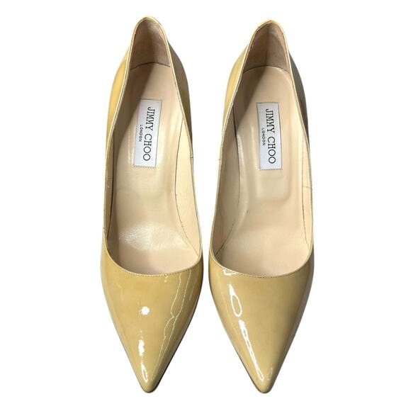 Jimmy Choo Women’s Cream Patent Leather Heels Size 39.5 US 9.5 - Picture 7 of 12